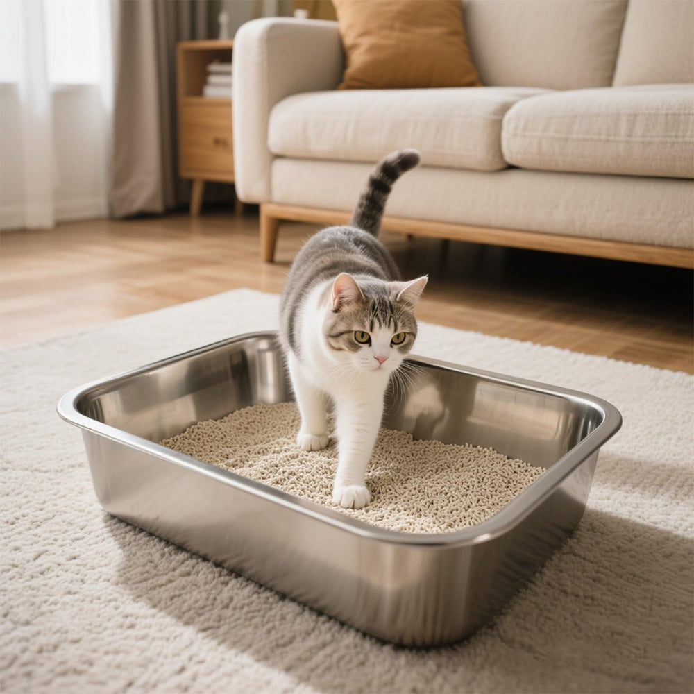 Atogafigo boîte litière inox design renforce la sécurité et le confort.