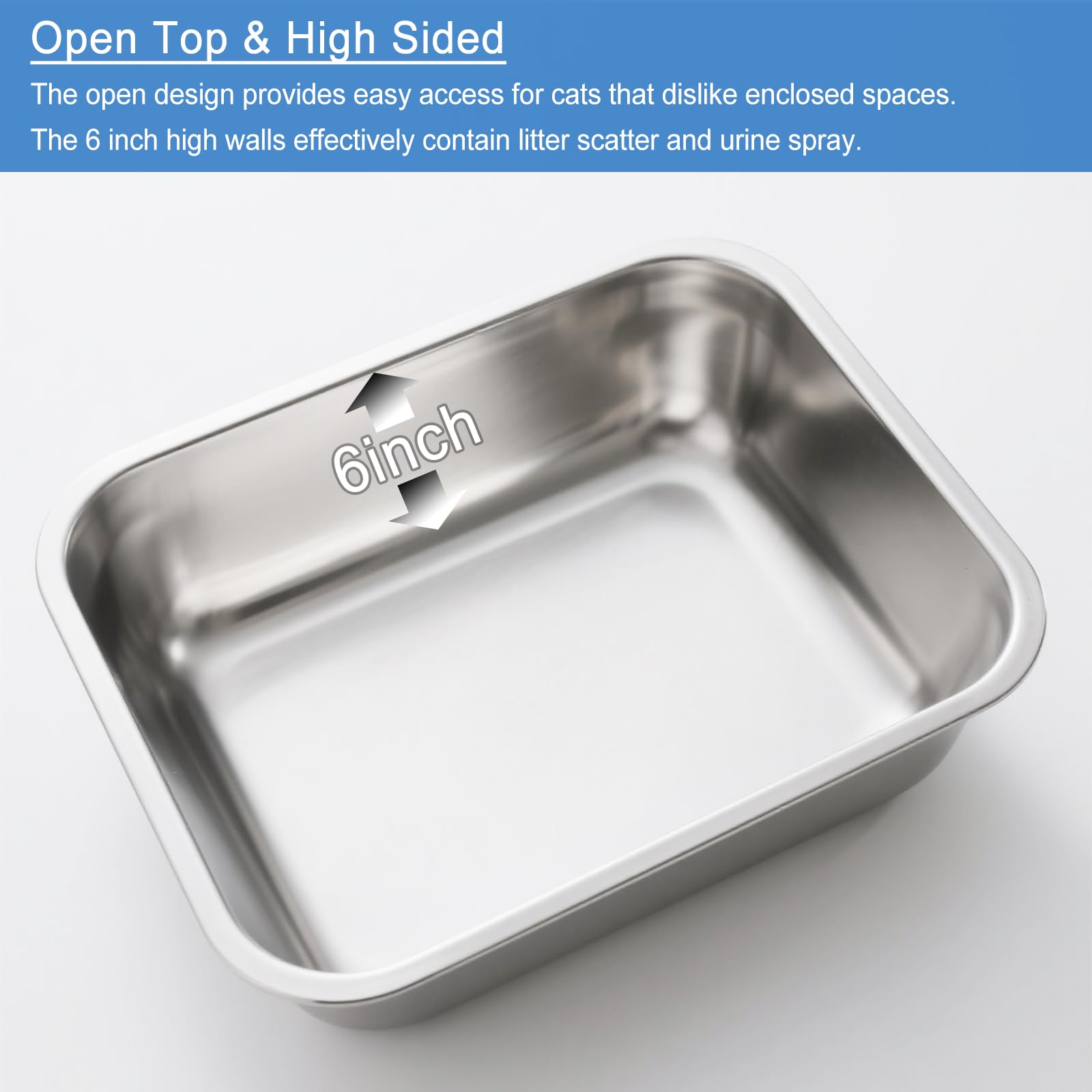 Atogafigo boîte litière inox, nettoyage rapide sans résidu.