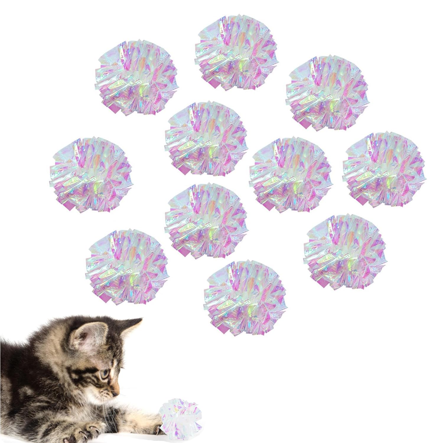 AUEAR boules crinkle 2 pouces, lot de 20, parfaites pour le jeu actif du chat