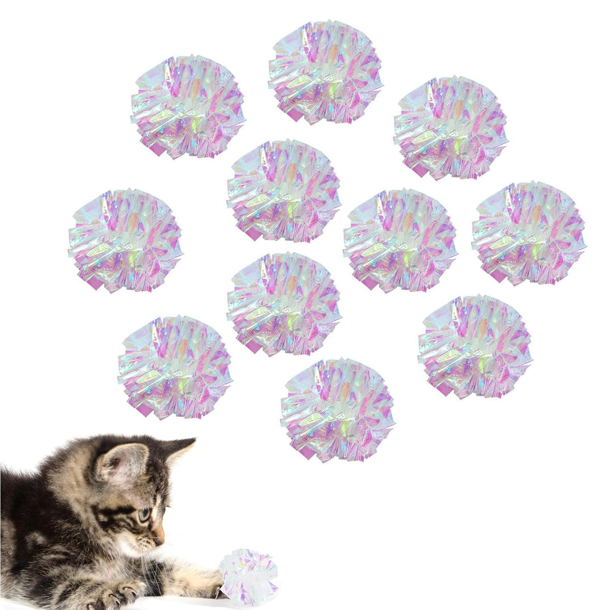 AUEAR boules crinkle 2 pouces, lot de 20, parfaites pour le jeu actif du chat