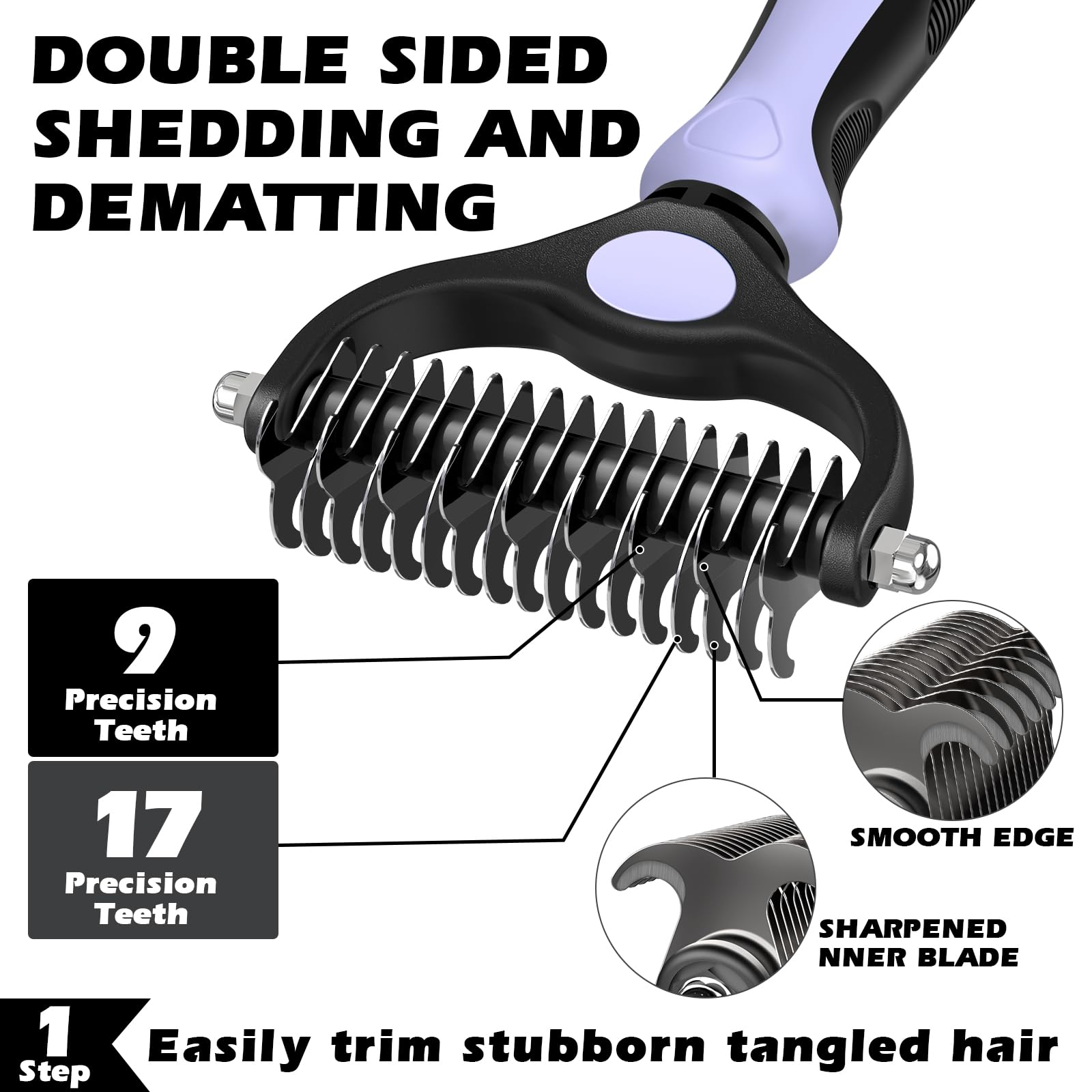 Augwind brosse à épingle auto-nettoyante pour nettoyage rapide des poils.