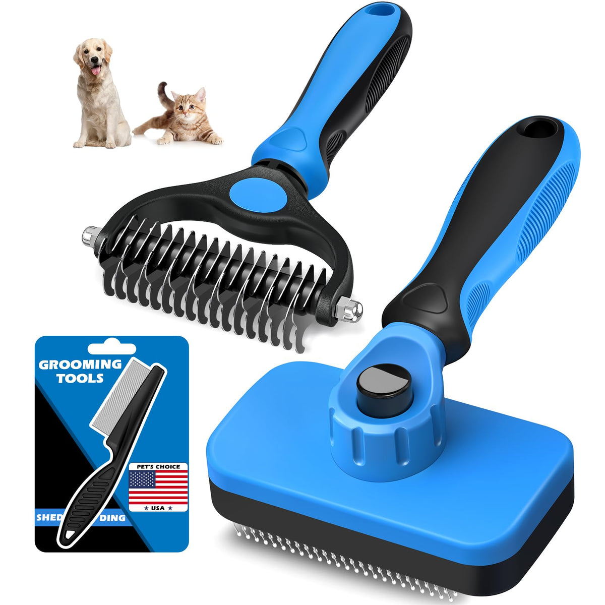 Augwind brosse démêlage double-face bleue, démêle les nœuds en douceur.
