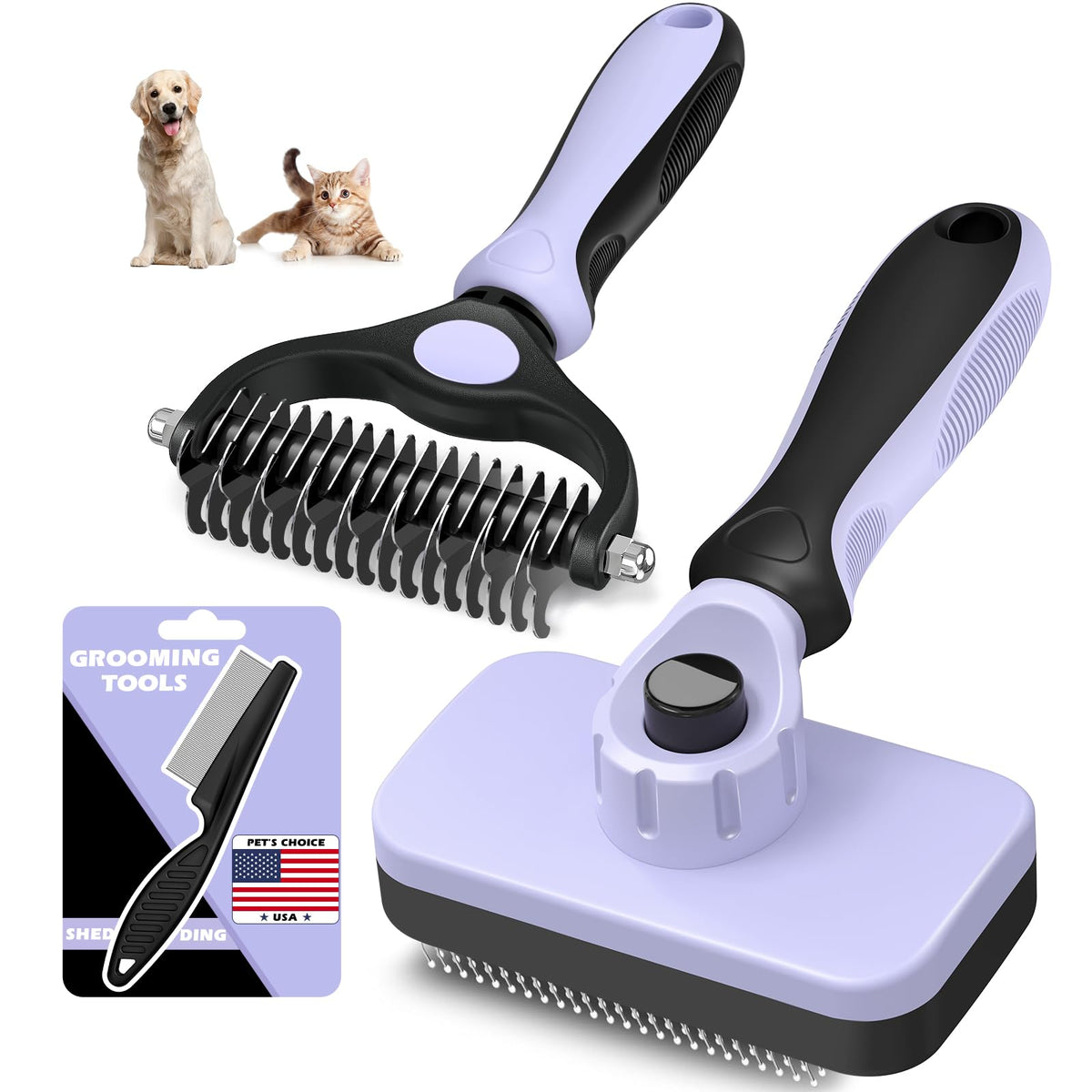 Augwind kit de toilettage démêlage double-face pour pelage lisse.
