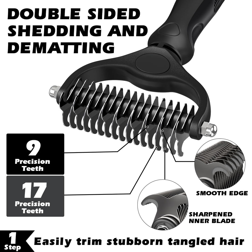 Rateau de démêlage double-face Augwind avec 9 et 17 dents
