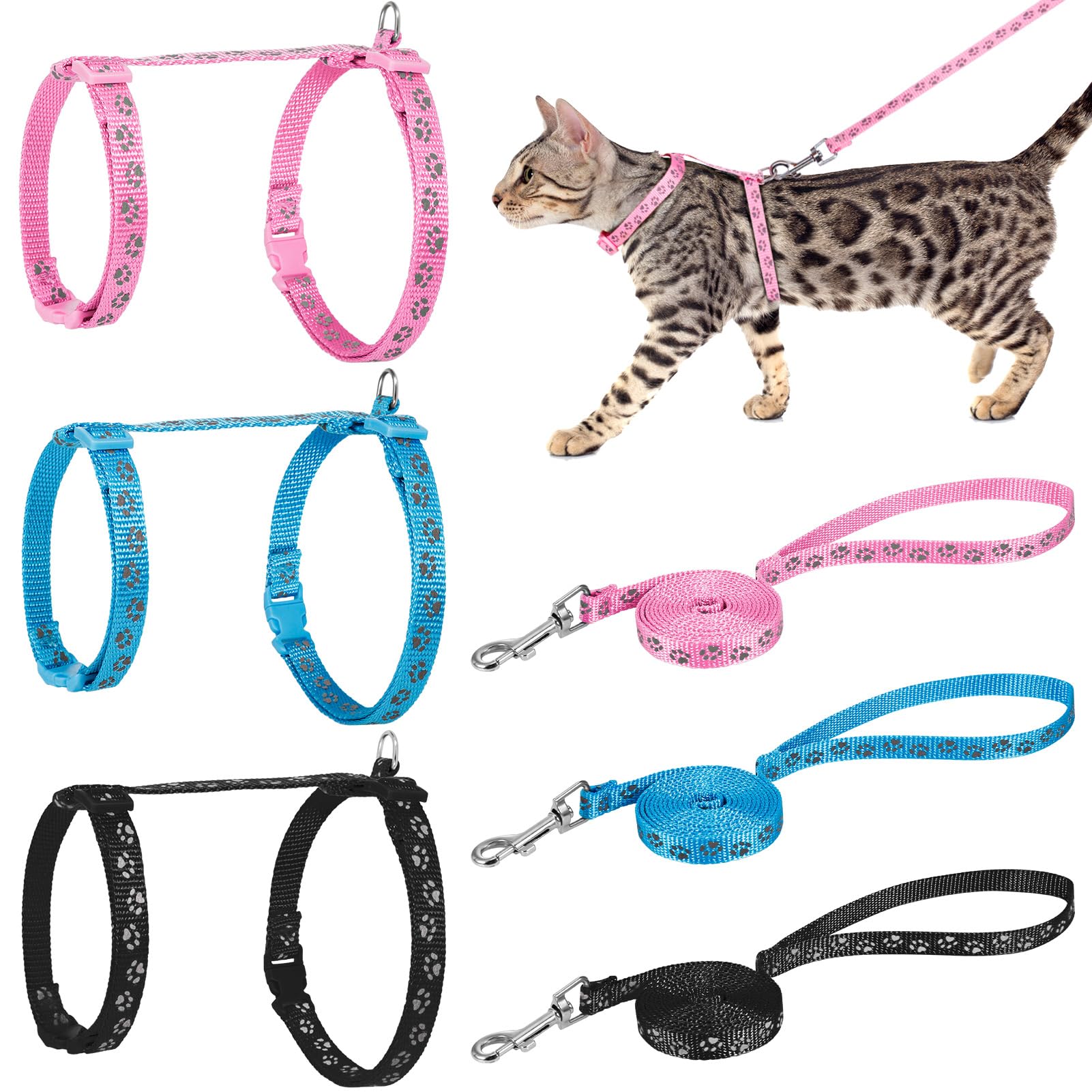 Harnais chat patte rose Auidy_6TXD, léger et confortable pour promenades