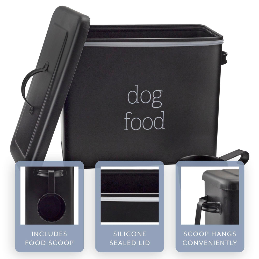 AuldHome Design Canister noir rétro – couvercle en place protègent les provisions.