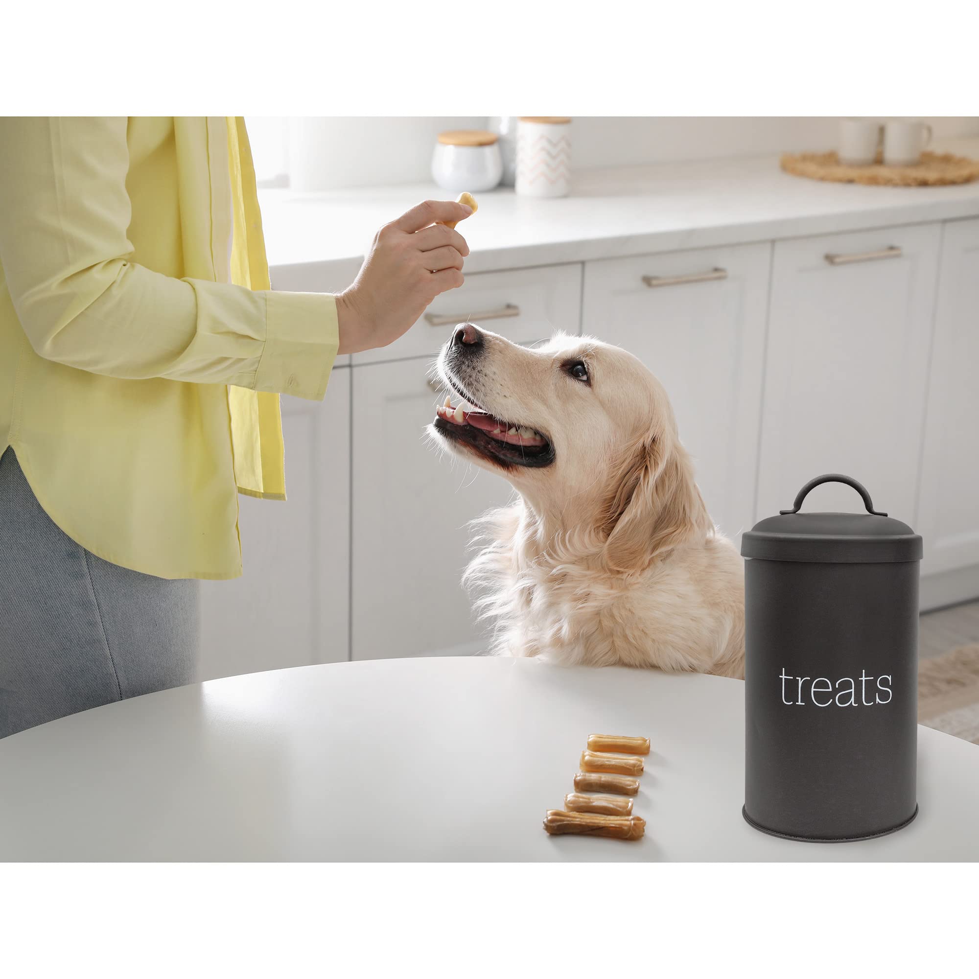 AuldHome Design pot friandises chien noir, capacité environ 3 litres pour vos friandises.