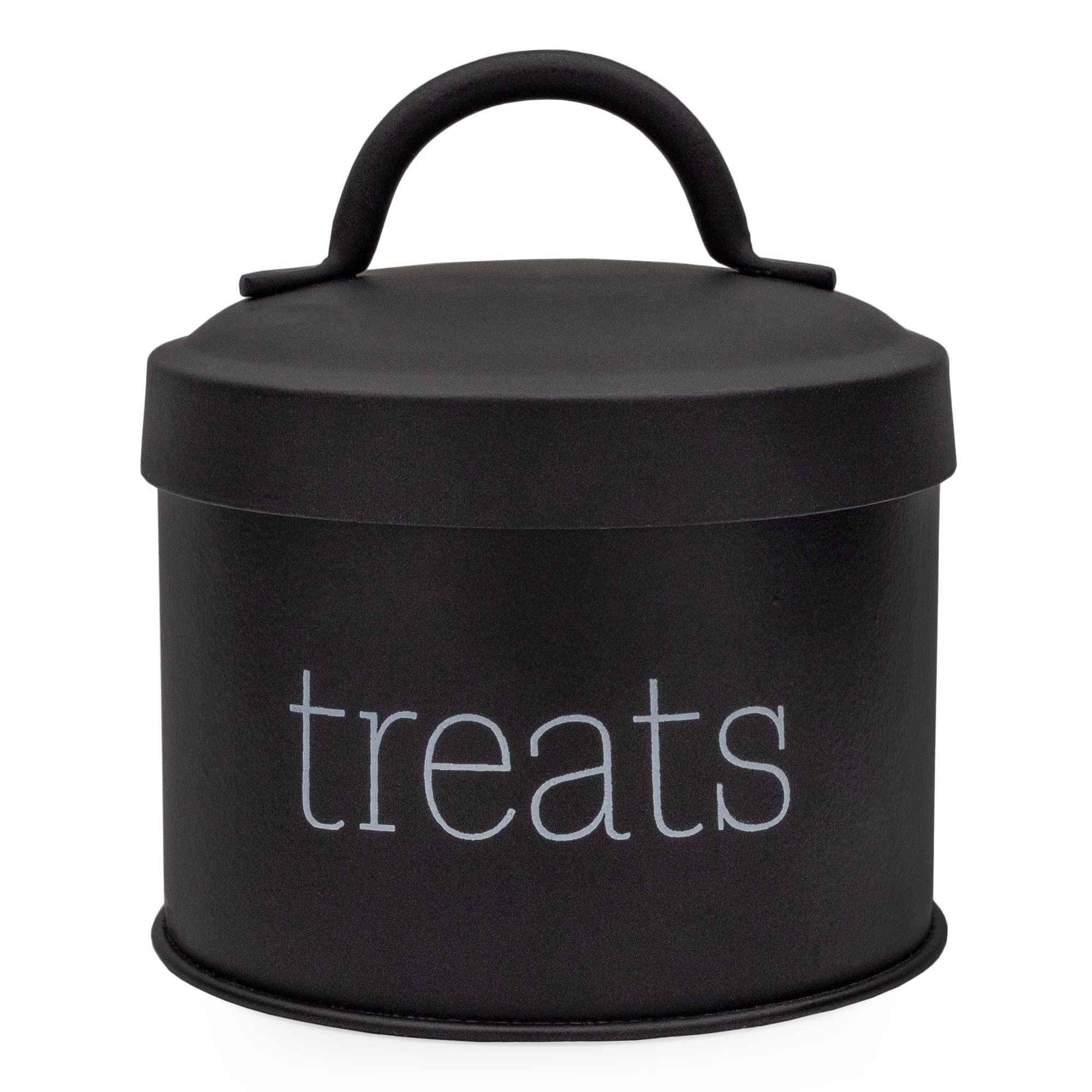 AuldHome Design Conteneur gourmandises chat émaillé noir — idéal pour petites friandises.
