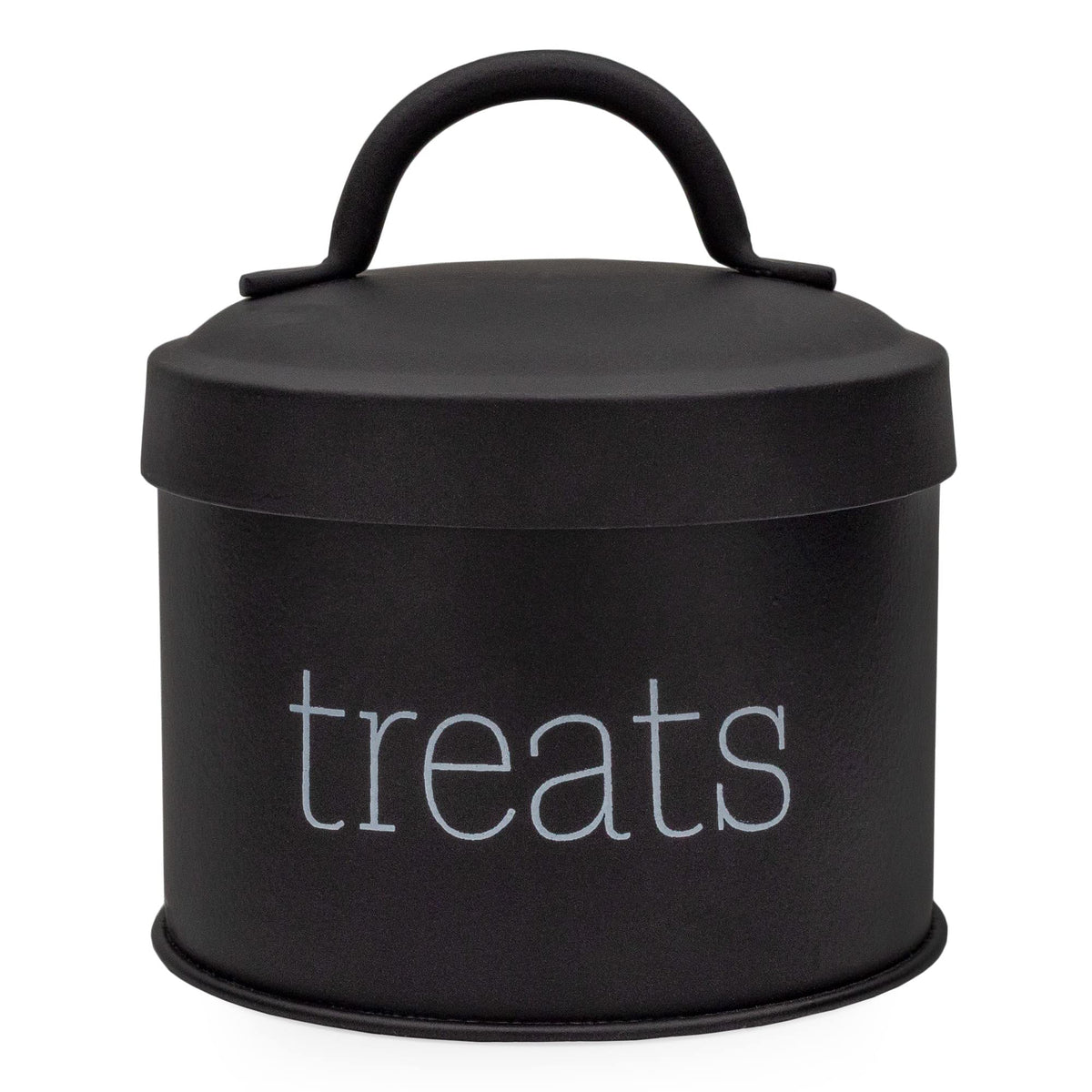 AuldHome Design Conteneur gourmandises chat émaillé noir — idéal pour petites friandises.