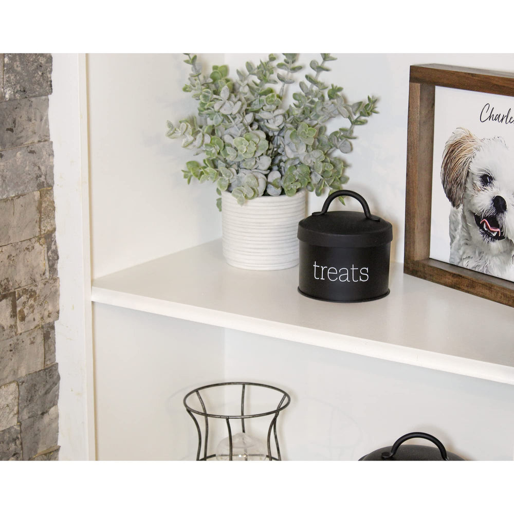 AuldHome Design Conteneur chat émaillé noir au style rétro.