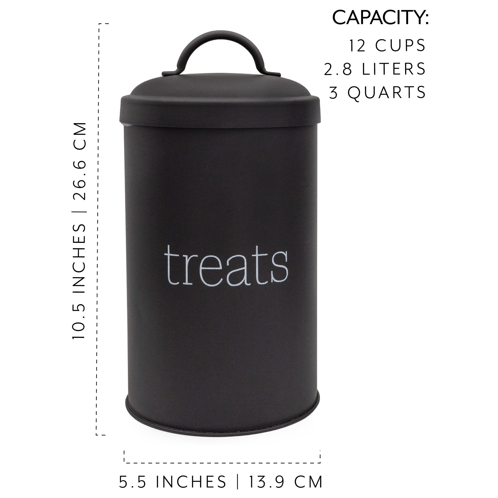 AuldHome Design pot friandises chien noir, dimensions hauteur 26,8 cm et diamètre 14 cm.