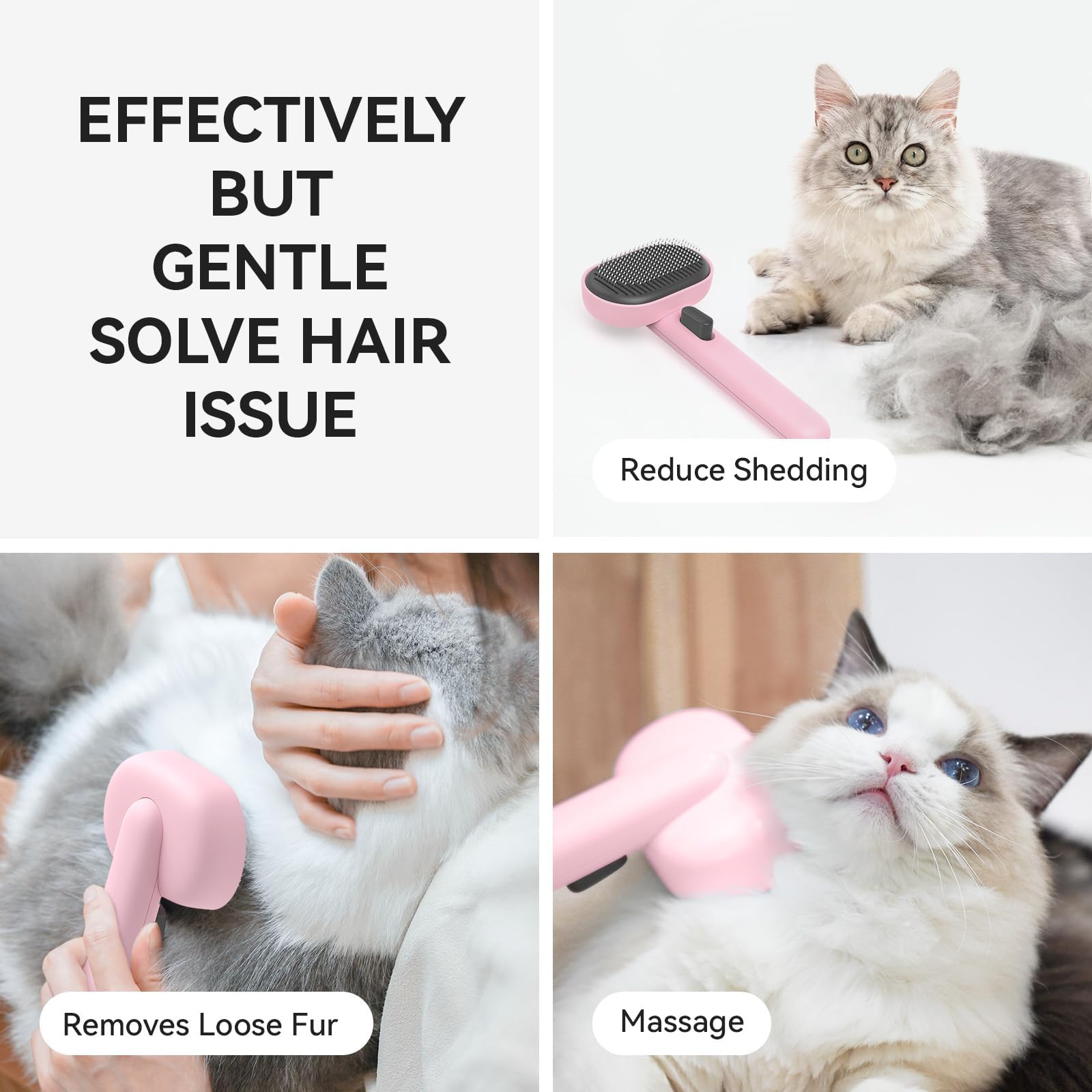 Aumuca brosse-chat avec massage doux protégeant la peau sensible du chat