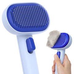 Aumuca brosse démêlage auto-nettoyante pour chiens et chats, douceur peau assurée.
