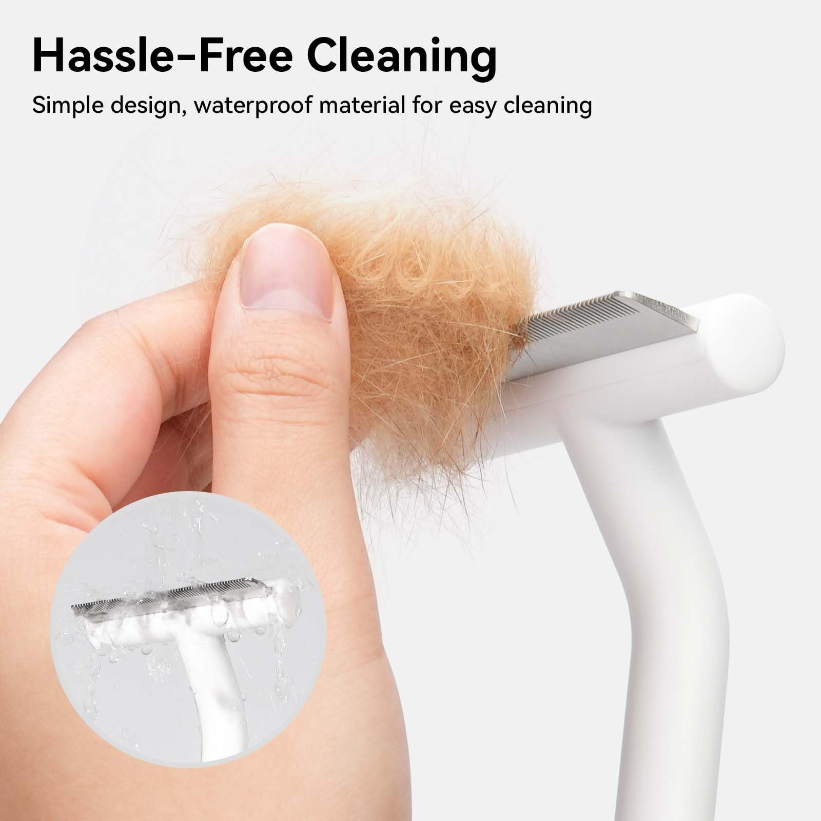 Poignée ergonomique Aumuca sur brosse pour chat au pelage court.