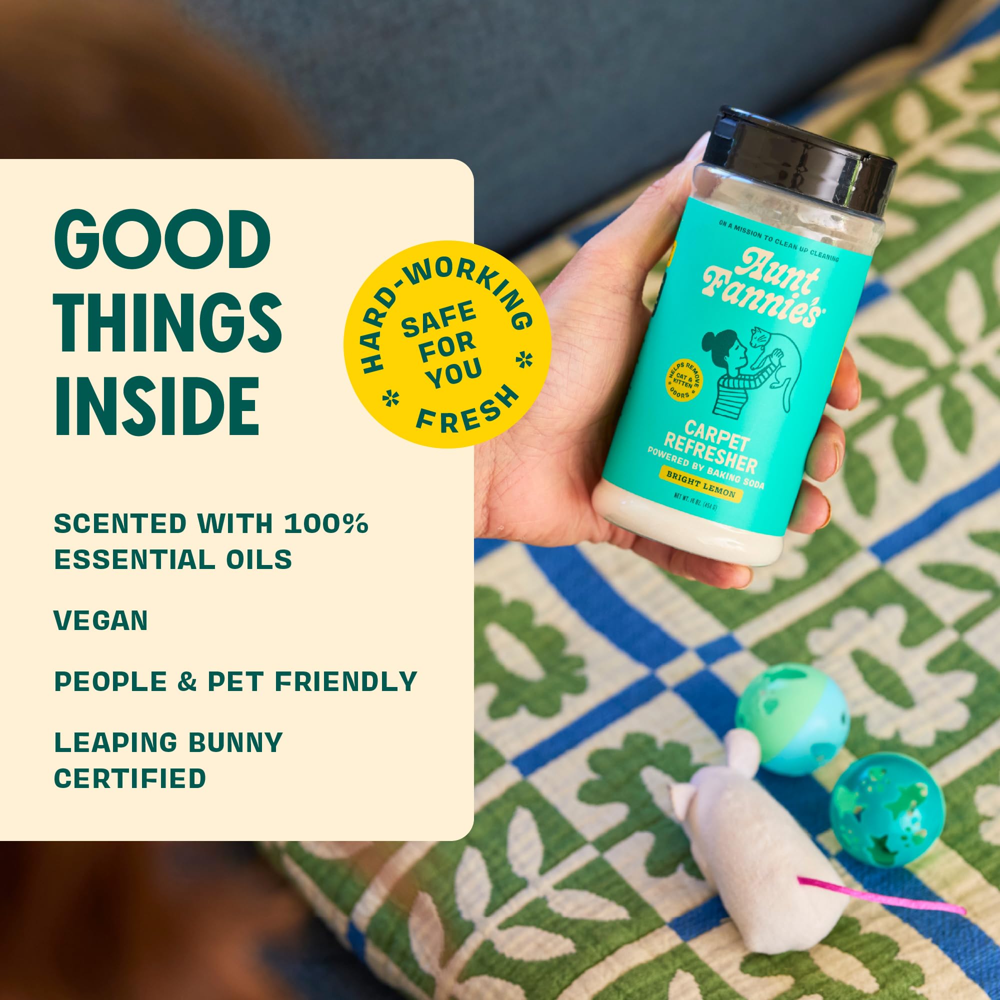 Ingrédients naturels Aunt Fannie's pour une maison sans produits agressifs.