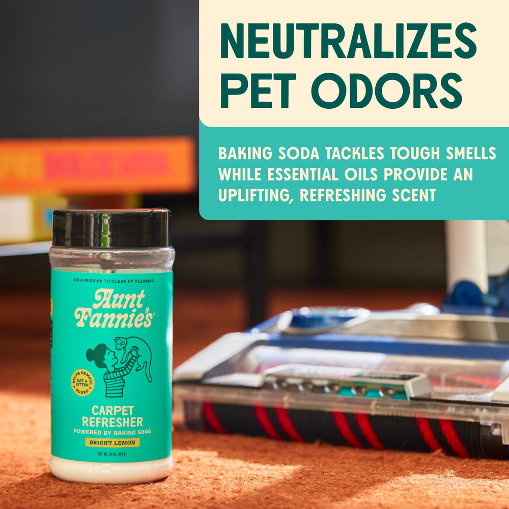 Aunt Fannie's poudre rafraichissante-tapis-chat: absorption rapide et odeur citron douce.
