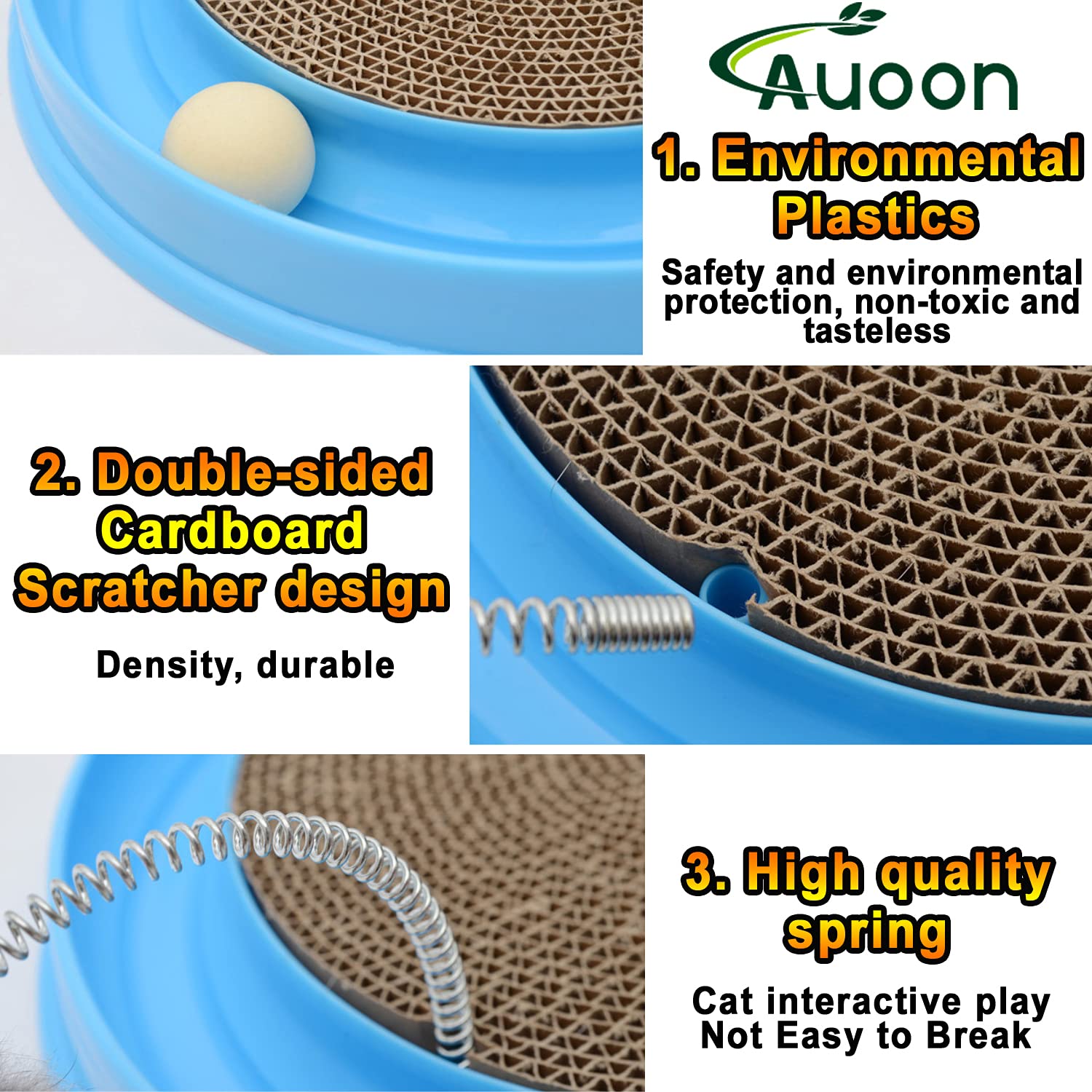 AUOON design 3-en-1 chat bleu solution ludique