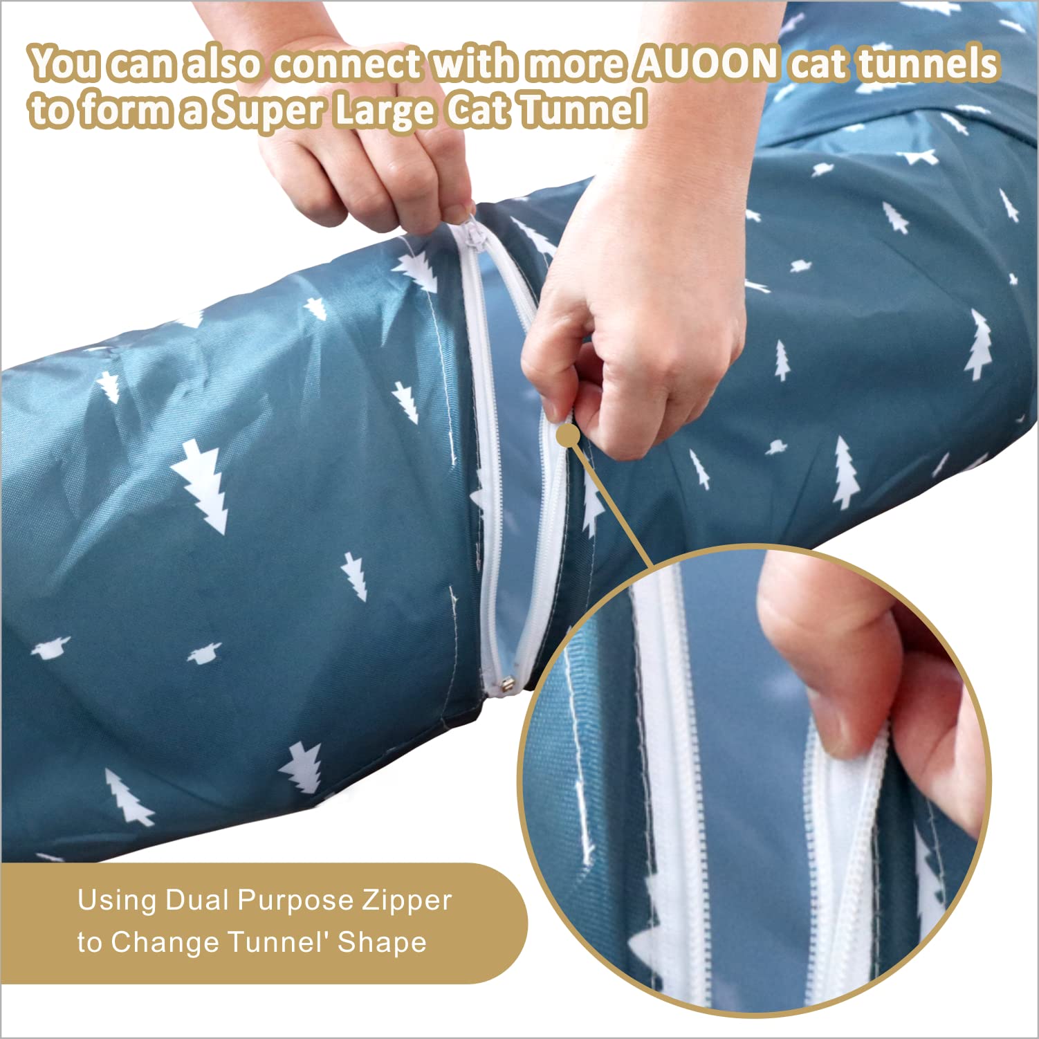 AUOON tunnel chat répliable jaune, rangement rapide et transport pratique.