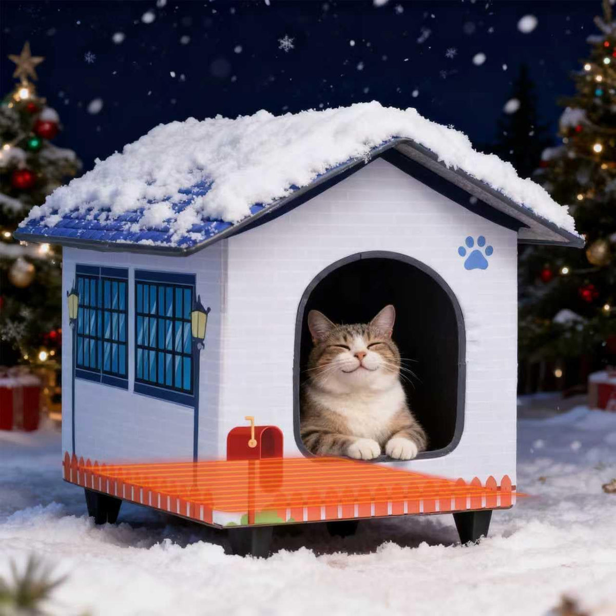 AUPETEK cabane chauffante chat intérieur et extérieur, refuge chaleureux pour felins