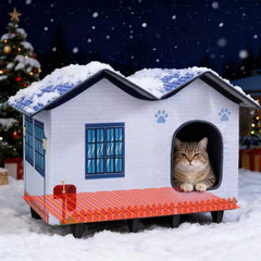 AUPETEK maison-chat-chauffante-elevee, refuge chauffé pour chat en extérieur.