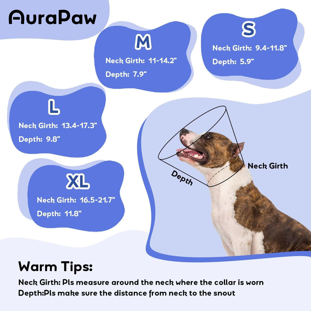 AuraPaw cône chien reglable velcro, ajustement sûr et rapide.