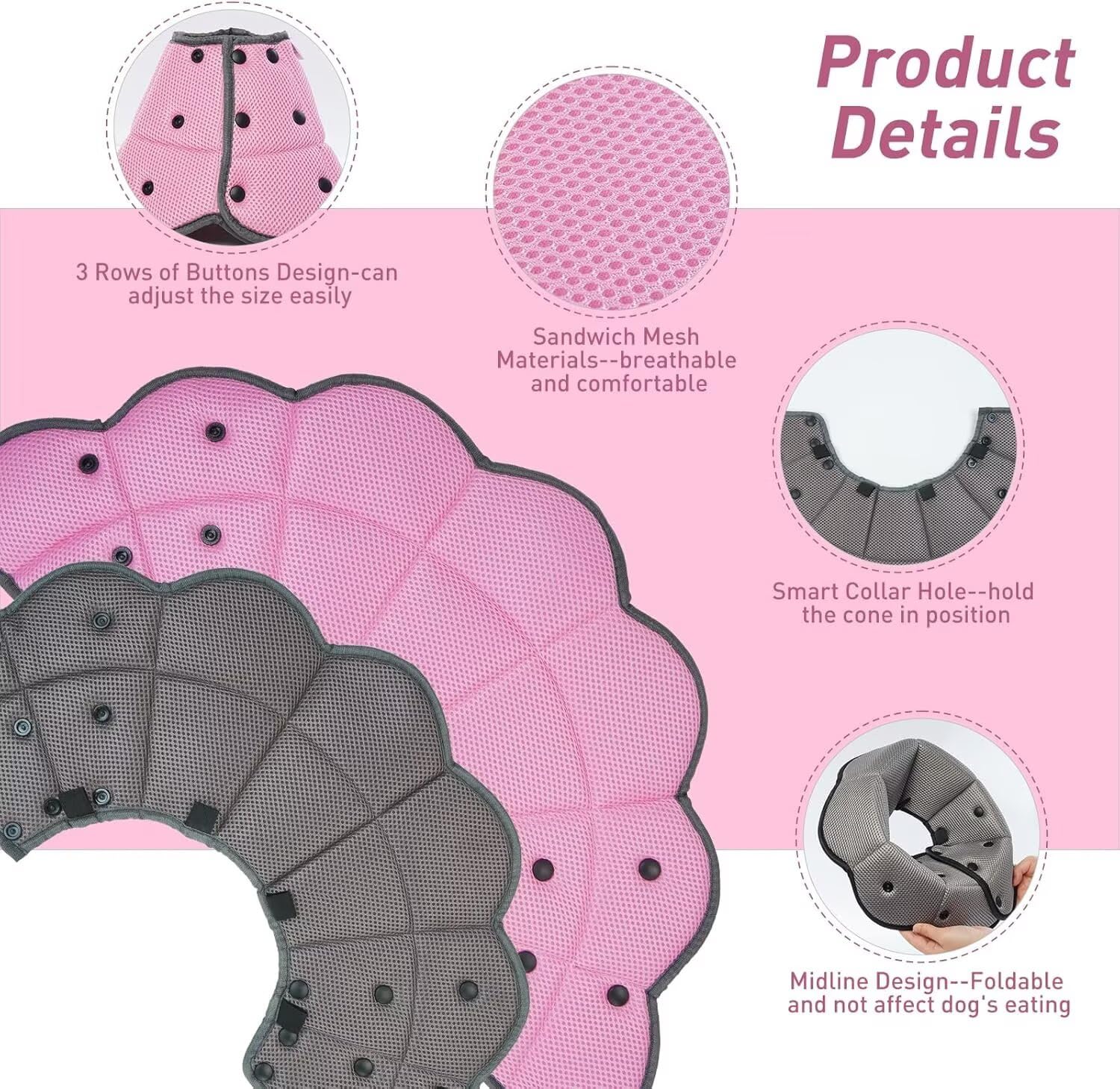 AuraPaw cone doux pour chiens, agréable au toucher et hypoallergénique.