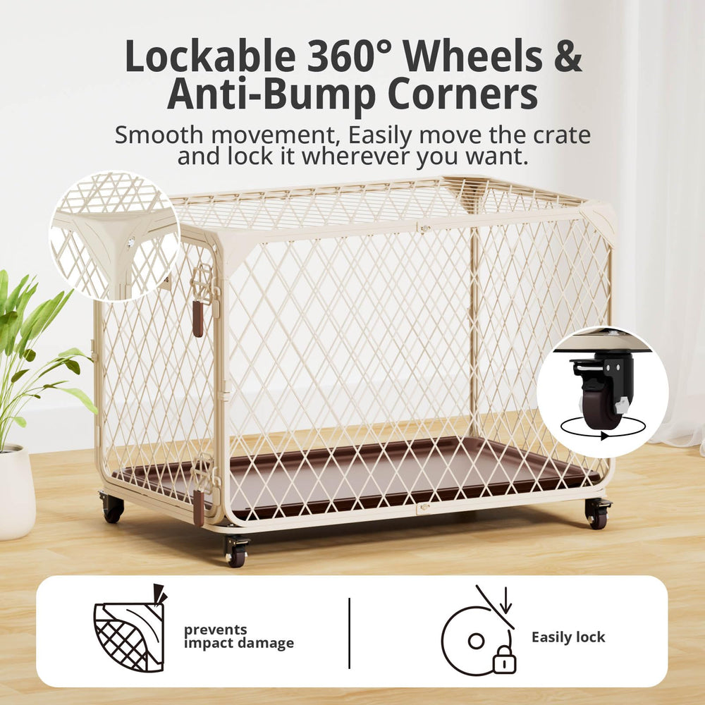 Aurapaws cage pour chien avec roues pivotantes facilite le déplacement dans la maison.