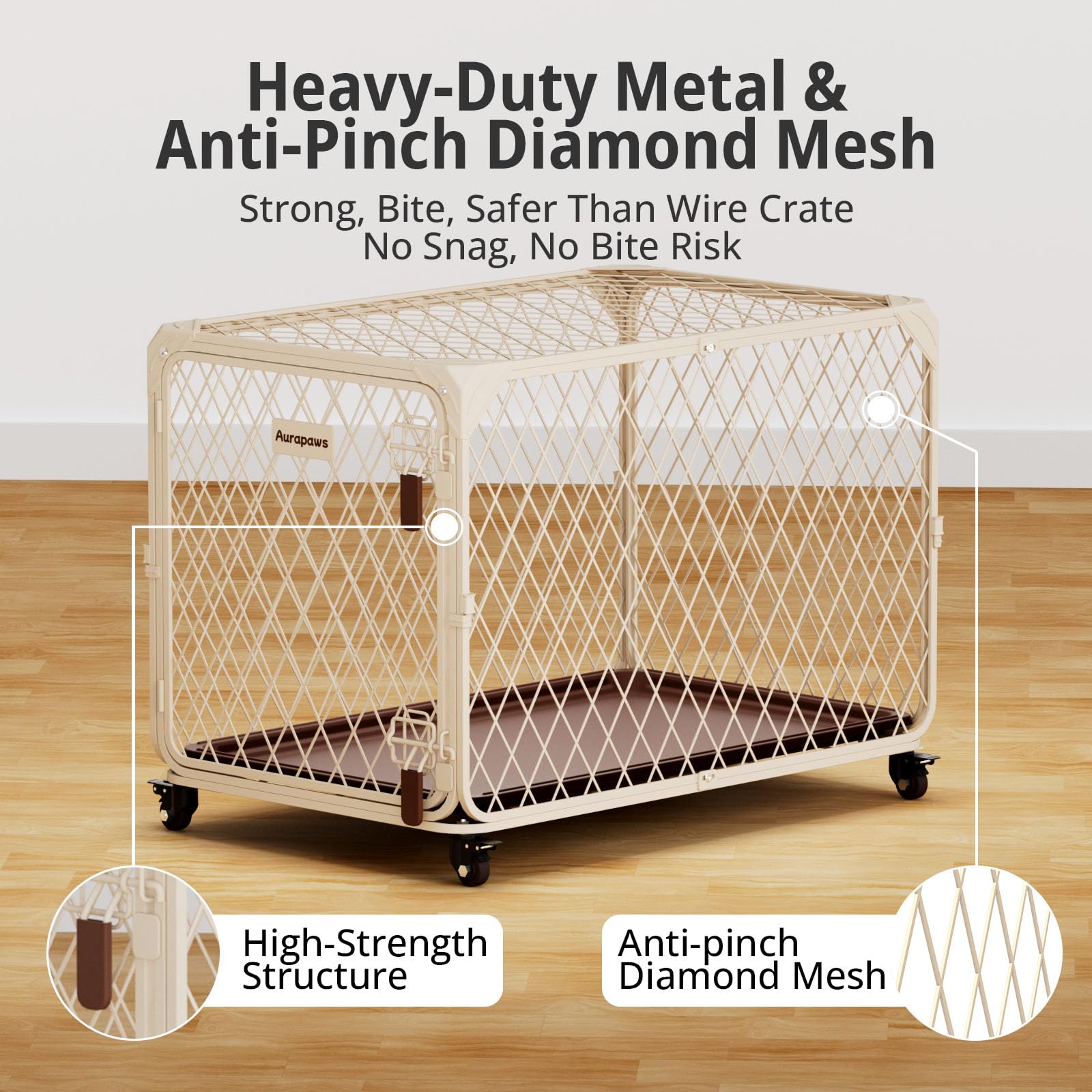 Aurapaws cage pour chien avec verrou double assure la securite lors des sessions de jeu.