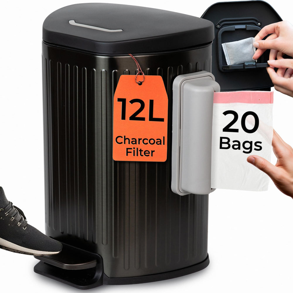 Poubelle exterieure Auri Paws 12L avec couvercle pour odeurs maîtrisées.