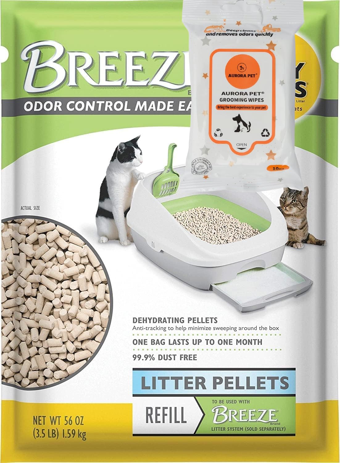 Aurora Pet Breeze galets-litière-refill sans parfum, contrôle des odeurs.