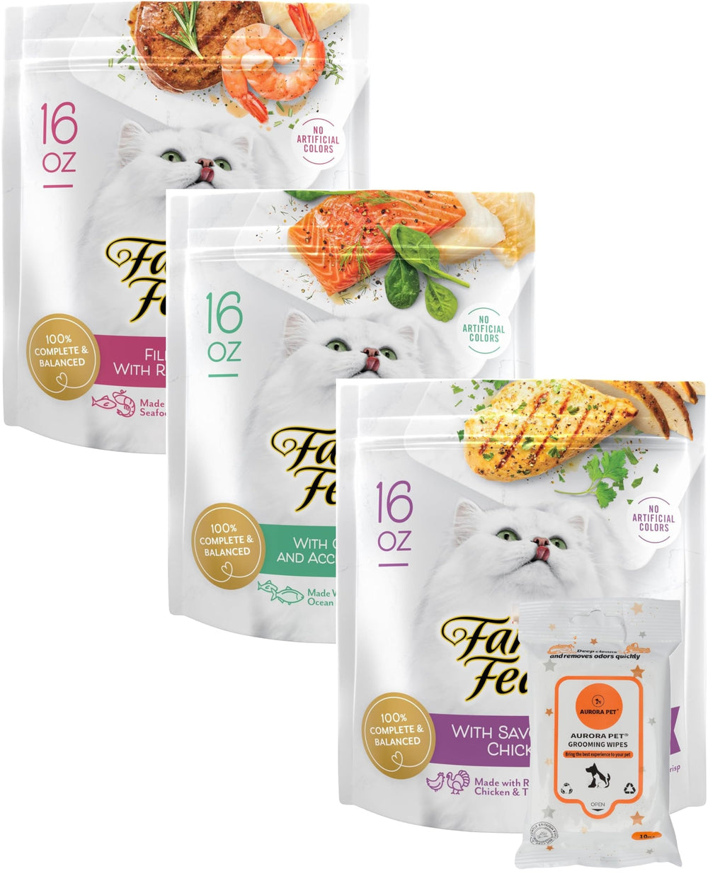 Aurora Pet ensemble variété: croquettes sèches gastronomiques pour chats exigeants.
