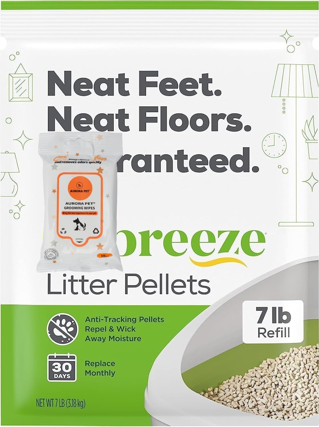 Aurora Pet Breeze Granulés litière chat, remplissage simple et pratique