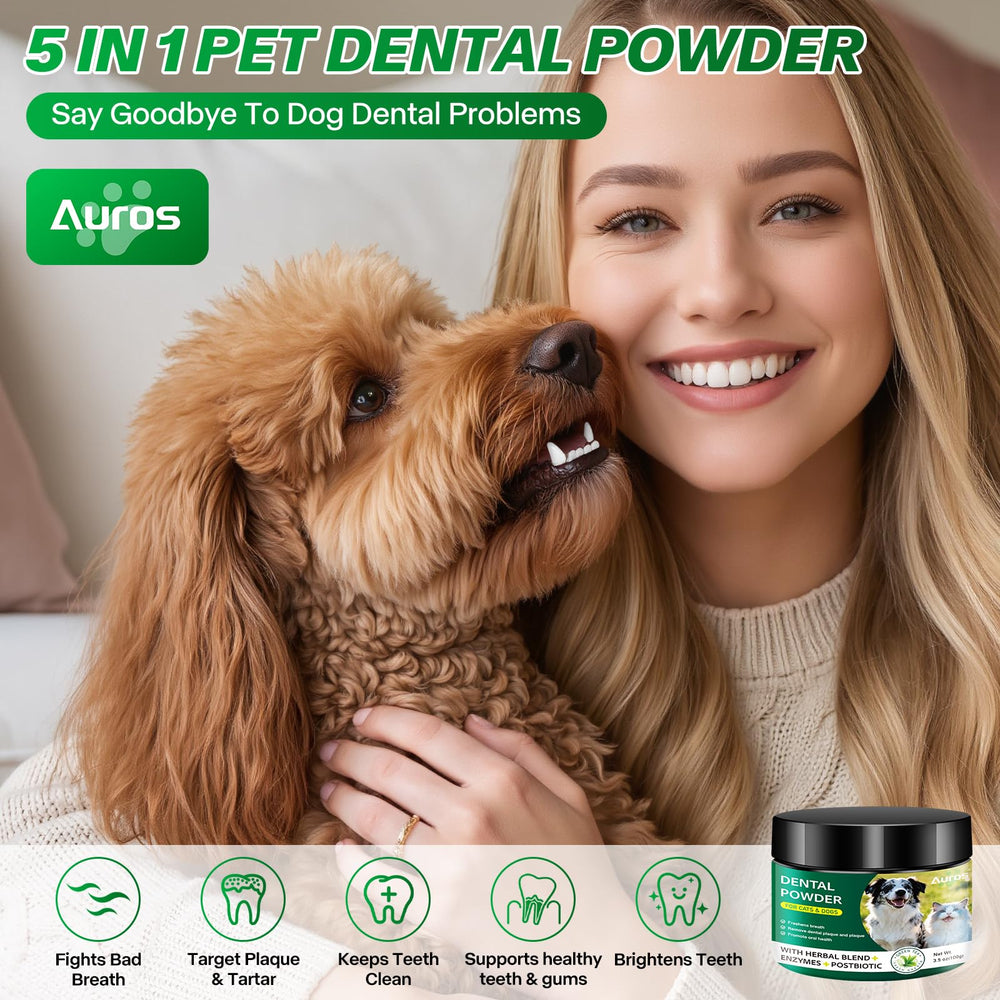 AUROS Poudre Dentaire – haleine plus fraîche pour les câlins.
