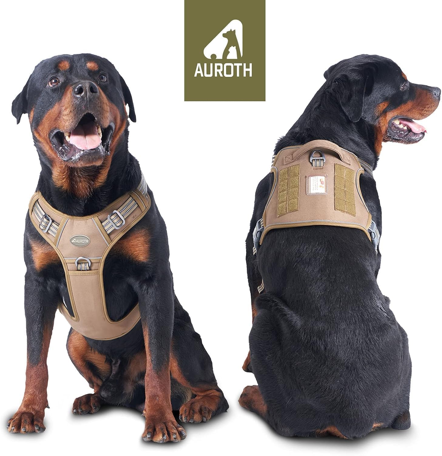 AUROTH Harnais tactique chien grande taille, avant avec clip rapide, facilité d’attache.
