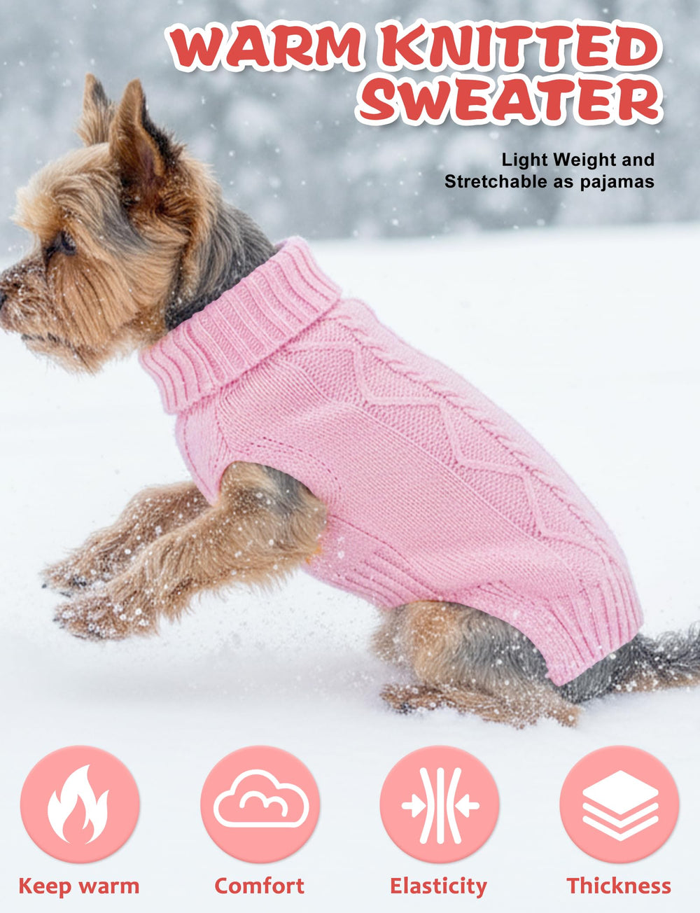 Pull en maille AURUZA pour chien, tissu doux et agréable sur la peau.