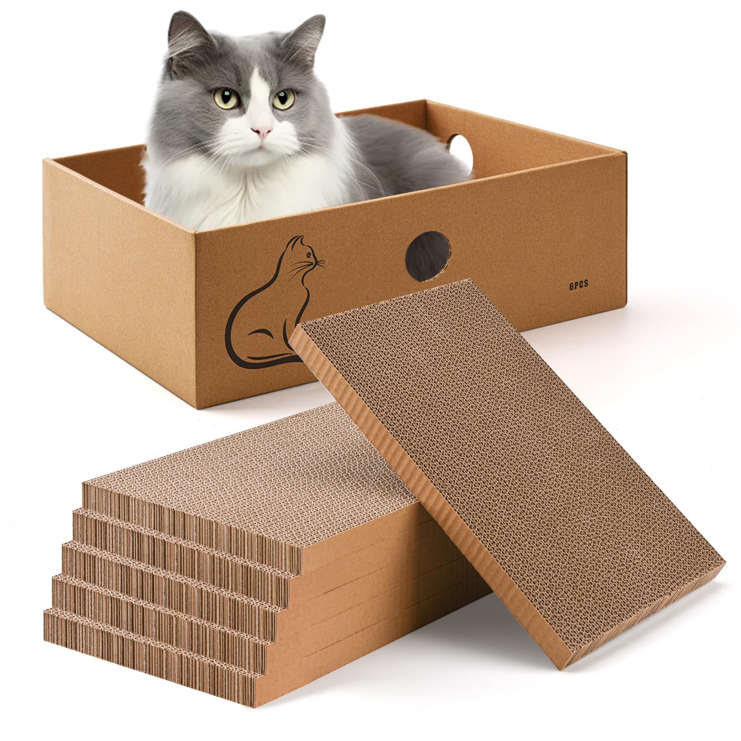 AUSCAT boîte grattoir chat – vue face, design compact et pratique.
