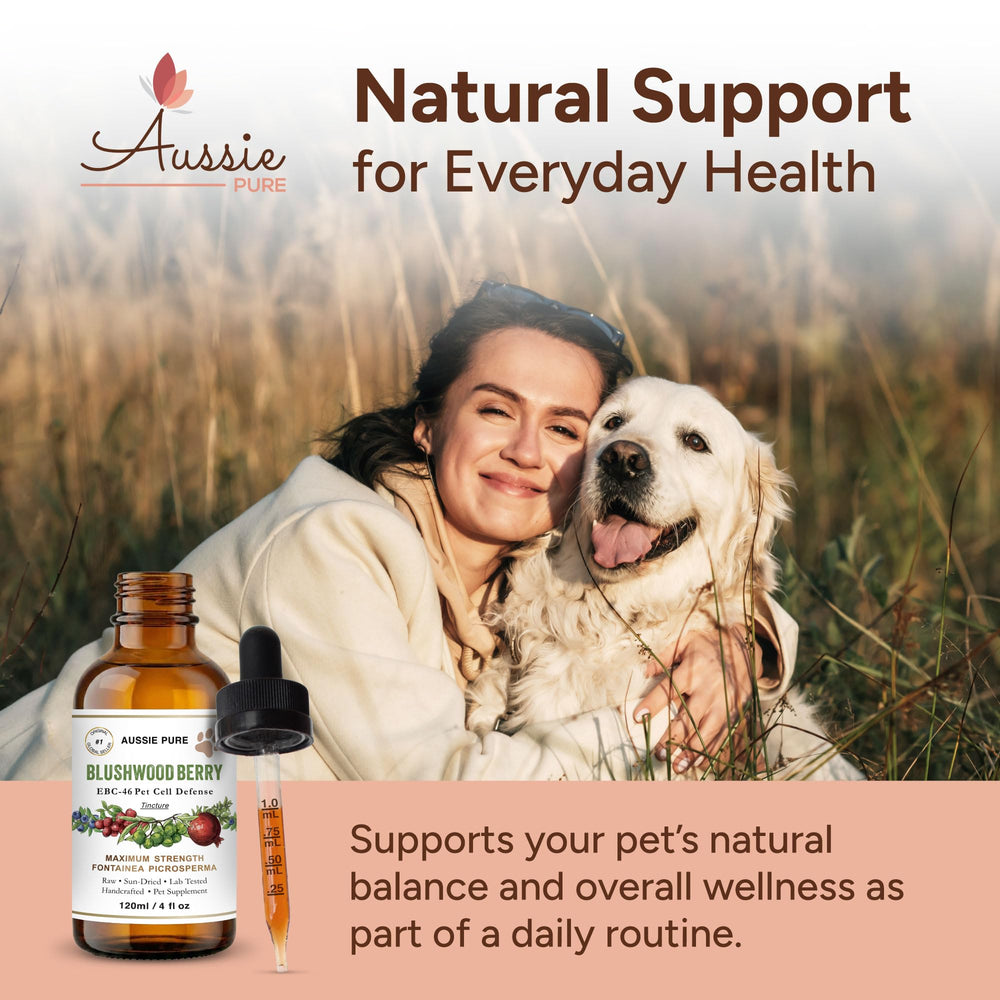 Aussie Pure Pet Therapy Blushwood Berry: certification lab et allergènes exclus.