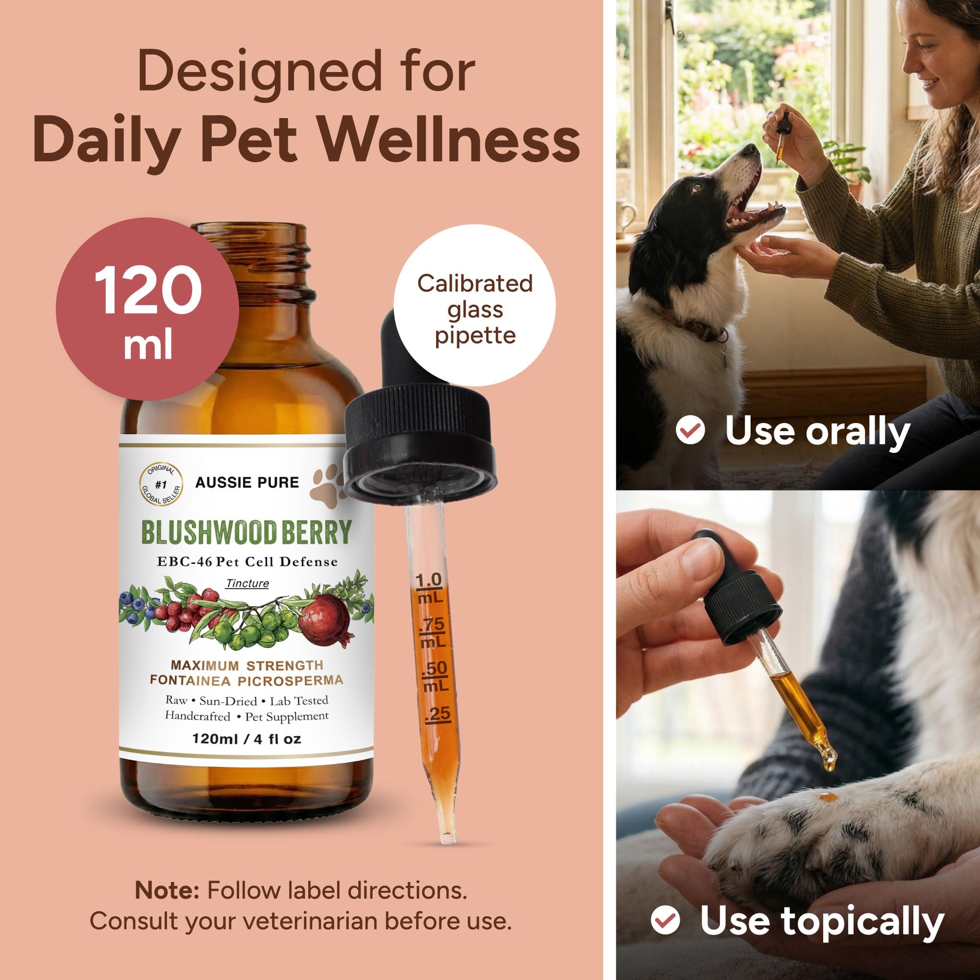 Emballage Aussie Pure Pet Therapy Blushwood Berry, prêt à l'emploi.