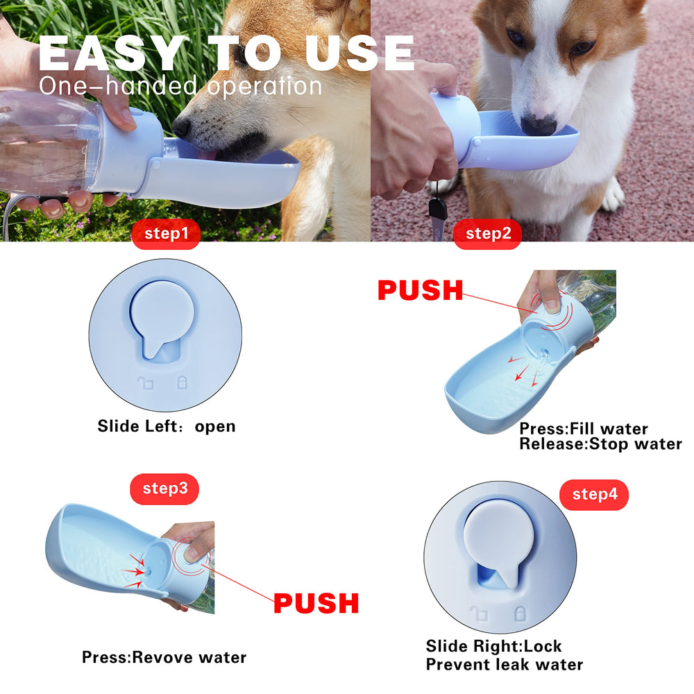 AVALORA: bouteille pliable pour petits chiens, fermeture sûre et anti-fuite.