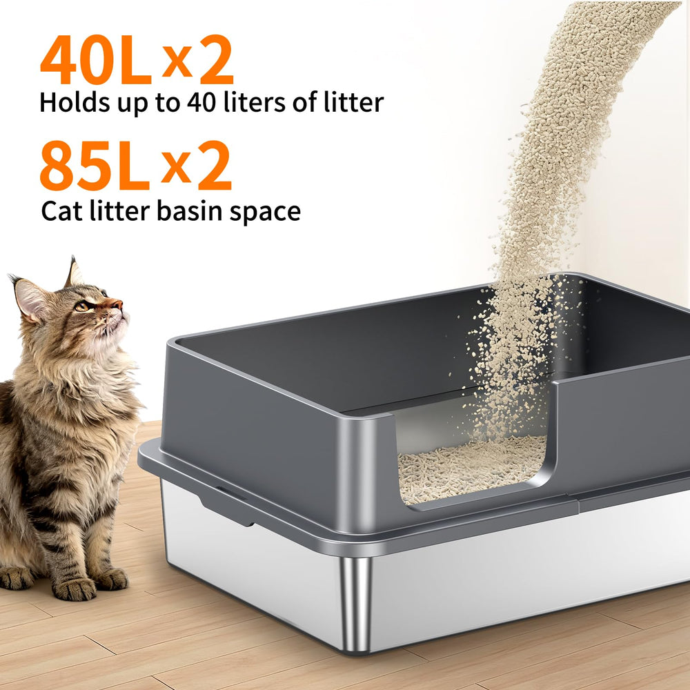 Avgooscalb litière acier inox, pieds surélevés facilitant le nettoyage des pattes.