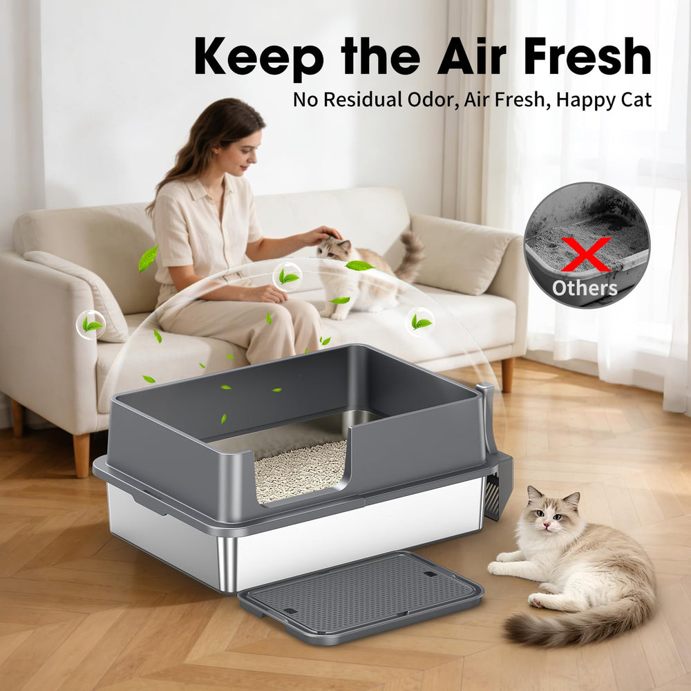 Avgooscalb litière acier inox, conception anti-fuite pour éviter les déversements.