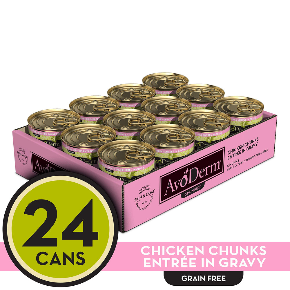 Ingrédients naturels AvoDerm sans céréales favorisent une alimentation équilibrée.
