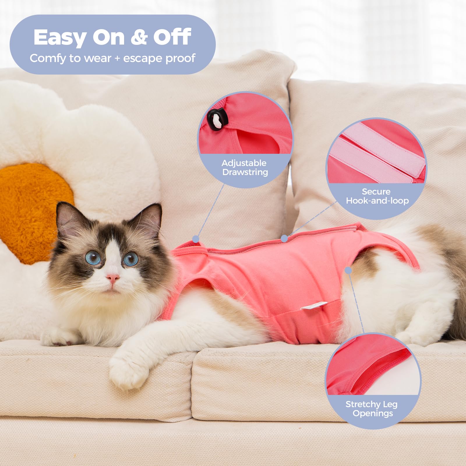 Avont combinaison recuperation chat reglages cou : ajustement facile