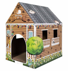 AVXINSOK maison-chat-carton-grattoir intégré, repos et jeu pour chat.