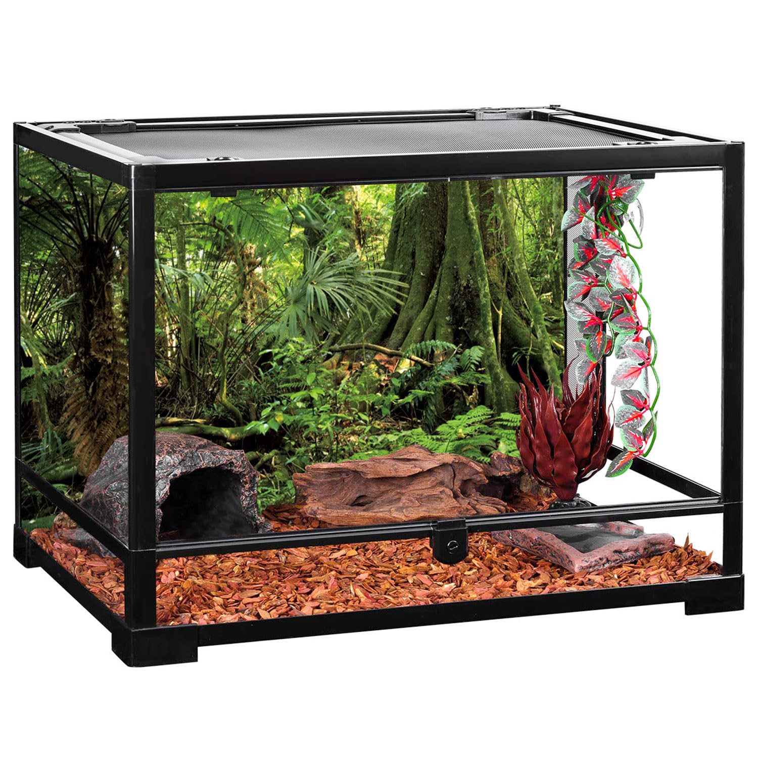 AWERT décor terrarium en polyester durable, facile à installer et réutilisable.