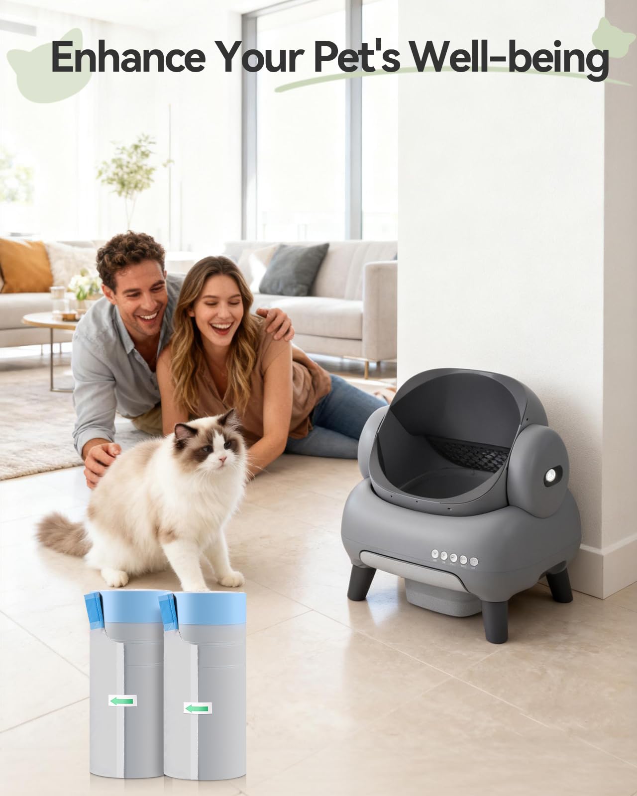AWoHH sacs litière robot: idéal pour foyers multi-chat