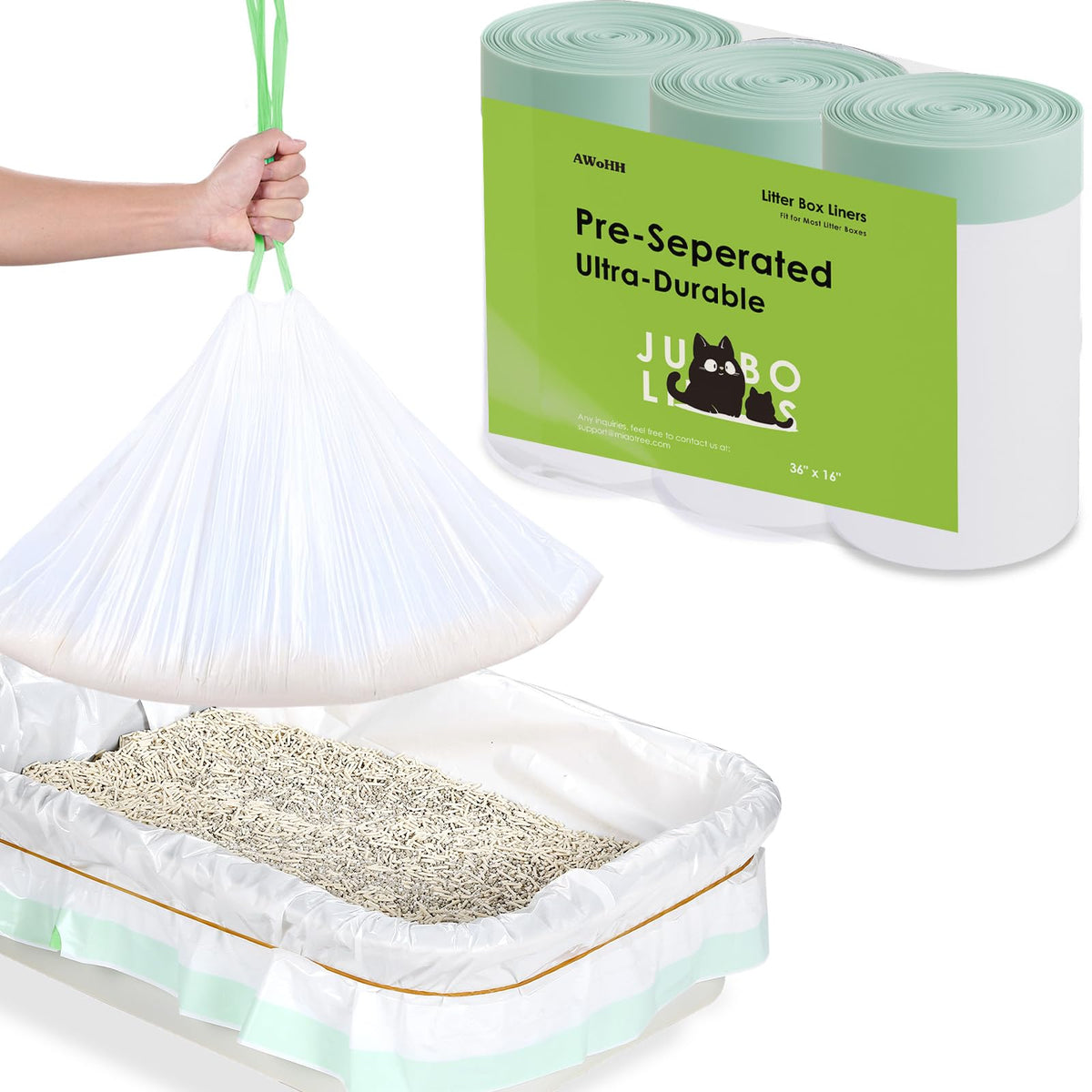 AWoHH sacs-litiere 42 quantite: pratique pour multi-chats et remplacements rapides.