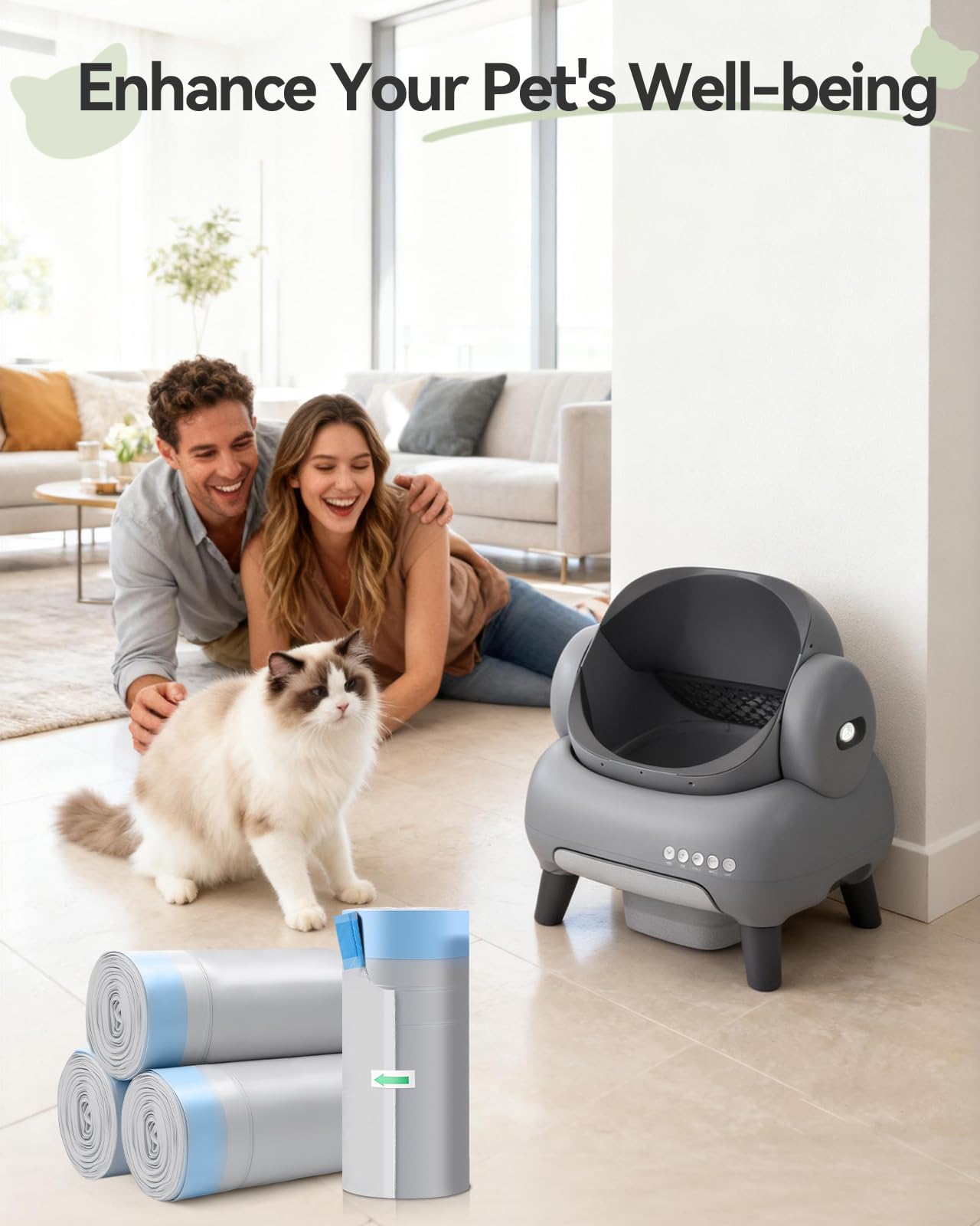 AWoHH sacs-litiere 80 pièces haute capacite 23 lbs