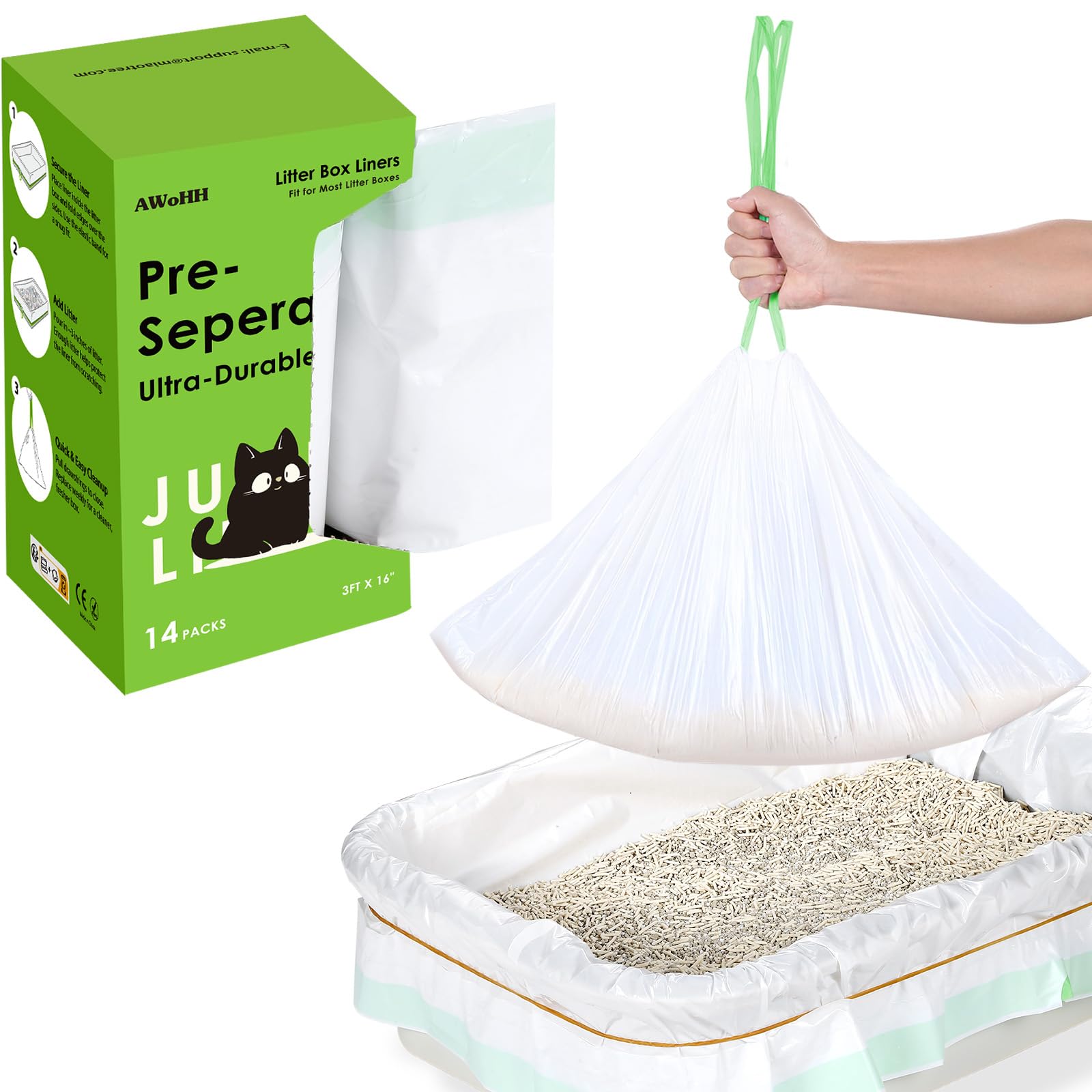 AWoHH sacs litière grand format avec dispenser, pratique et rapide à sortir