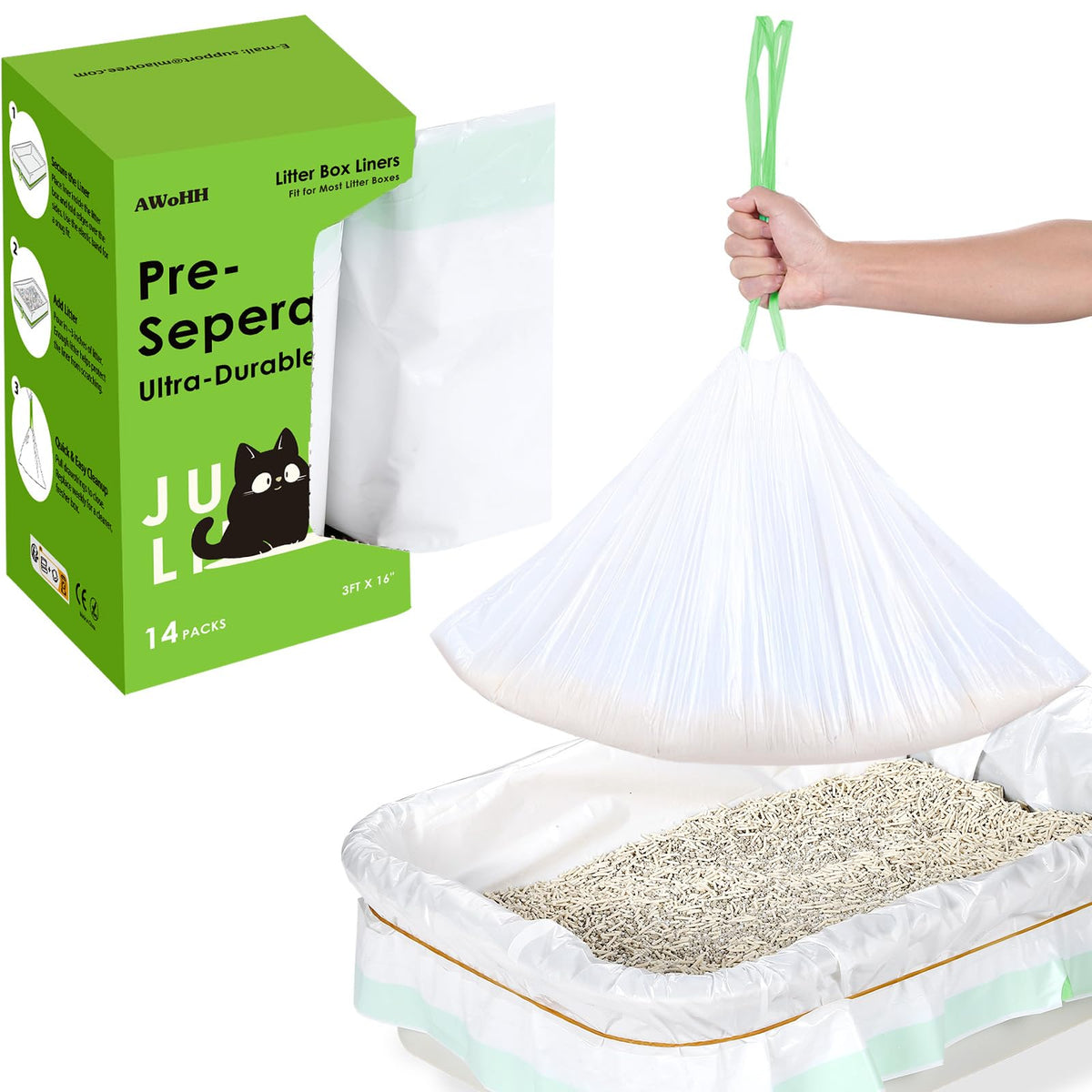AWoHH sacs litière grand format avec dispenser, pratique et rapide à sortir